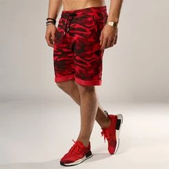 Meilleur prix 🎉 Short Jogging 137 Camouflage Rouge de LBO 👍 -France LBO Soldes Boutique FAB SHALBO 137 33333