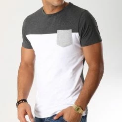 Coupon ✔️ Tee 👚 Shirt Poche 191 Gris Anthracite Blanc de LBO 😀