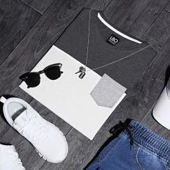 Coupon ✔️ Tee 👚 Shirt Poche 191 Gris Anthracite Blanc de LBO 😀 -France LBO Soldes Boutique lbo 103137 FAB SHALBO 191 TPDT 20200529T103151 06