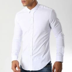 Remise ⭐ Chemise Manches Longues Slim Fit 112 Blanc de LBO 🤩 -France LBO Soldes Boutique lbo 103626 FAB SHALBO 112 20181015T154336 02