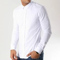 Remise ⭐ Chemise Manches Longues Slim Fit 112 Blanc de LBO 🤩 -France LBO Soldes Boutique lbo 103626 FAB SHALBO 112 20181015T154337 03