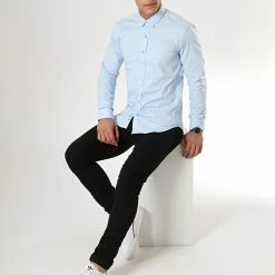 Top 10 🌟 Chemise Manches Longues Slim Fit 294 Bleu Clair de LBO ⌛ -France LBO Soldes Boutique lbo 112277 FAB SHALBO 294 20190419T151034 02