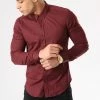 Offres 🤩 Chemise Manches Longues Slim Fit 401 Bordeaux de LBO 👍