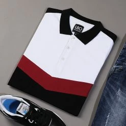 Bon marché 🤩 Polo Manches Courtes Tricolore Retro 427 Noir Blanc Bordeaux de LBO 👍 -France LBO Soldes Boutique lbo 136676 FAB SHALBO 427 20200224T112609 04