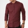 Remise 🤩 Chemise Manches Longues Col Mao Slim Fit 402 Bordeaux de LBO 🛒 -France LBO Soldes Boutique lbo 136699 fab shalbo 402 20180903T143417 01