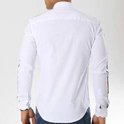 Meilleur prix 👏 Chemise Manches Longues Avec Bandes Slim Fit 461 Blanc de LBO ✔️ -France LBO Soldes Boutique lbo 141841 FAB SHALBO 461 20190419T140821 04