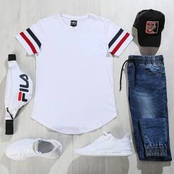 Acheter ❤️ Tee 👚 Shirt Oversize Avec Bandes Tricolore 471 Blanc de LBO ⭐ -France LBO Soldes Boutique lbo 146787 FAB SHALBO 471 TPDT 20191118T090923 03