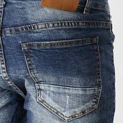 Meilleure vente ❤️ Short Jean Avec Dechirures LB054-B1 Bleu Brut de LBO 🥰 -France LBO Soldes Boutique lbo 164506 FAB LBO LB054 B1 BRUT DESTR 20190305T140622 04