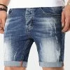 Meilleure vente ❤️ Short Jean Avec Dechirures LB054-B1 Bleu Brut de LBO 🥰 -France LBO Soldes Boutique lbo 164506 FAB LBO LB054 B1 BRUT DESTR 20190305T153120 01