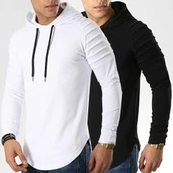 Grosses soldes 🌟 Lot De 2 Sweats Capuche Oversize 616 Noir Et Blanc de LBO 🎉