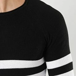 Le moins cher 🔔 Pull Avec Rayures Mariniere JUM-02 Noir de LBO 🎉 -France LBO Soldes Boutique lbo 180508 FAB LBO 1006 JUM 02 20190909T084618 03