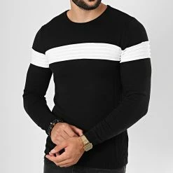 Meilleur prix 🌟 Pull Avec Bande Blanche JUM-05 Noir de LBO 💯 -France LBO Soldes Boutique lbo 180511 FAB LBO 1006 JUM 05 20190906T115554 04