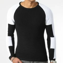 Nouveau 👏 Pull Avec Empiecement Blanc JUM-07 Noir de LBO 🎉 -France LBO Soldes Boutique lbo 180513 LBO 1006 JUM 07 20221128T152442 03