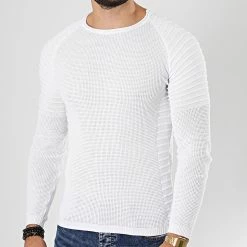 Sortie 🤩 Pull Avec Empiecement Uni JUM-10 Blanc de LBO ✔️ -France LBO Soldes Boutique lbo 180516 FAB LBO 1006 JUM 10 20190906T114617 01