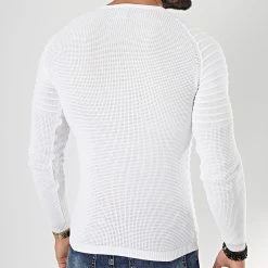 Sortie 🤩 Pull Avec Empiecement Uni JUM-10 Blanc de LBO ✔️ -France LBO Soldes Boutique lbo 180516 FAB LBO 1006 JUM 10 20190906T114625 05