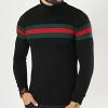 Acheter 👏 Pull Col Roulé Avec Bande Vert Et Rouge JUM-11 Noir de LBO ✨ -France LBO Soldes Boutique lbo 180517 FAB LBO 1006 JUM 11 20190906T115325 04