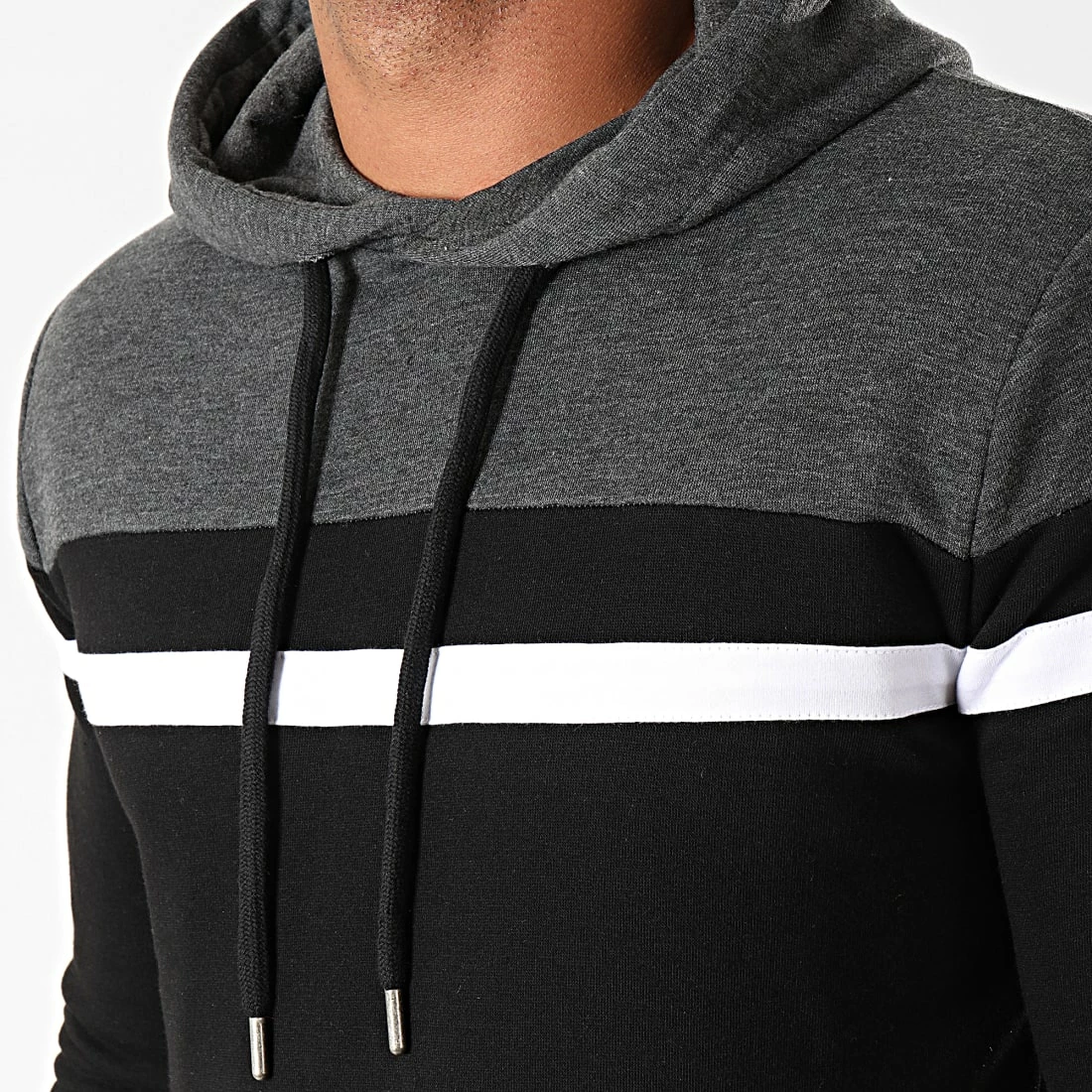 Grosses soldes 🤩 Sweat Capuche Slim Fit Tricolore 813 Anthracite Blanc Noir de LBO ⭐ 4 Grosses soldes 🤩 Sweat Capuche Slim Fit Tricolore 813 Anthracite Blanc Noir de LBO ⭐ – Image 2