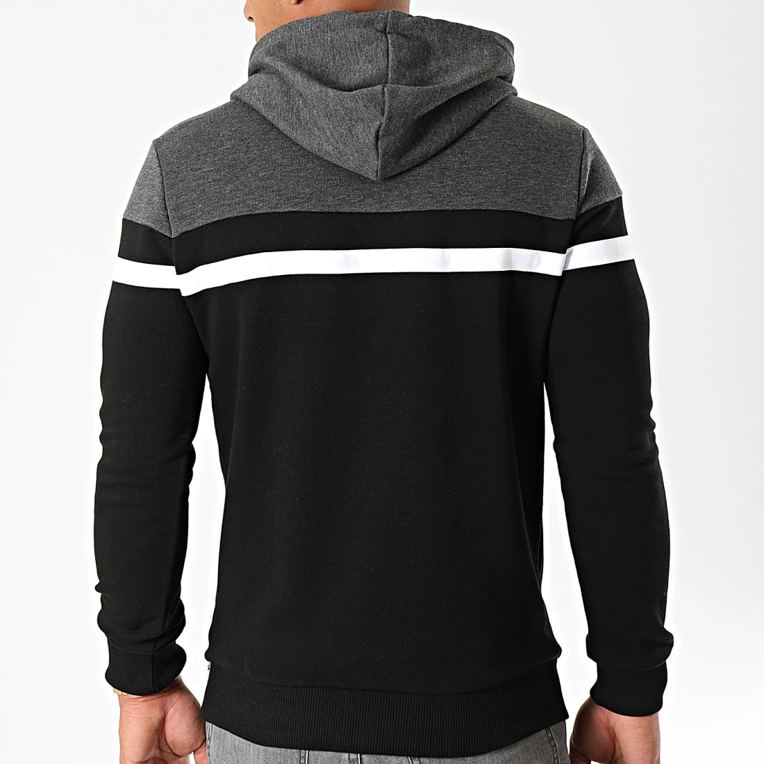 Grosses soldes 🤩 Sweat Capuche Slim Fit Tricolore 813 Anthracite Blanc Noir de LBO ⭐ 5 Grosses soldes 🤩 Sweat Capuche Slim Fit Tricolore 813 Anthracite Blanc Noir de LBO ⭐ – Image 3