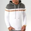 Coupon 🔥 Sweat Capuche Slim Fit Tricolore 843 Blanc Anthracite Camel de LBO 😀