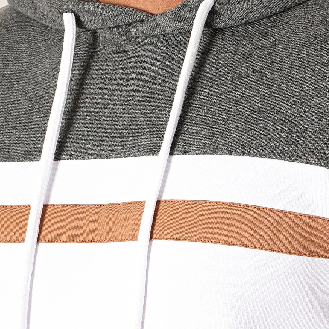 Coupon 🔥 Sweat Capuche Slim Fit Tricolore 843 Blanc Anthracite Camel de LBO 😀 4 Coupon 🔥 Sweat Capuche Slim Fit Tricolore 843 Blanc Anthracite Camel de LBO 😀 – Image 2