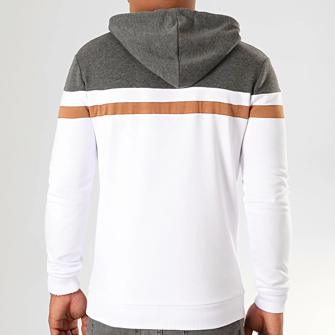 Coupon 🔥 Sweat Capuche Slim Fit Tricolore 843 Blanc Anthracite Camel de LBO 😀 6 Coupon 🔥 Sweat Capuche Slim Fit Tricolore 843 Blanc Anthracite Camel de LBO 😀 – Image 4