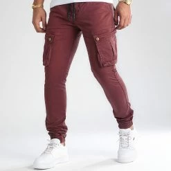 Offres 🌟 Pantalon Cargo Skinny Jumbo Bordeaux de LBO 😀