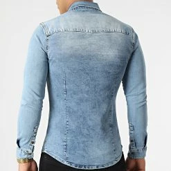 Tout neuf 🎁 Chemise Manches Longues Jean Super Skinny Fit 979 Bleu Denim de LBO 🎉 -France LBO Soldes Boutique lbo 192315 FAB SHALBO 979 20220131T145154 03