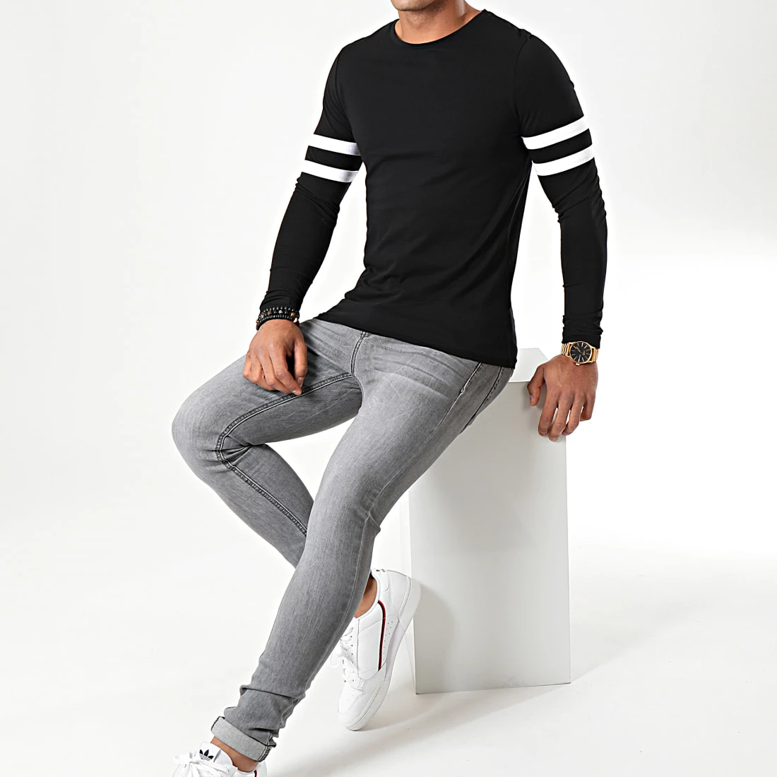 Coupon 👍 Tee 👚 Shirt Manches Longues Avec Bandes Blanches 887 Noir de LBO 🎁 4 Coupon 👍 Tee 👚 Shirt Manches Longues Avec Bandes Blanches 887 Noir de LBO 🎁 – Image 2