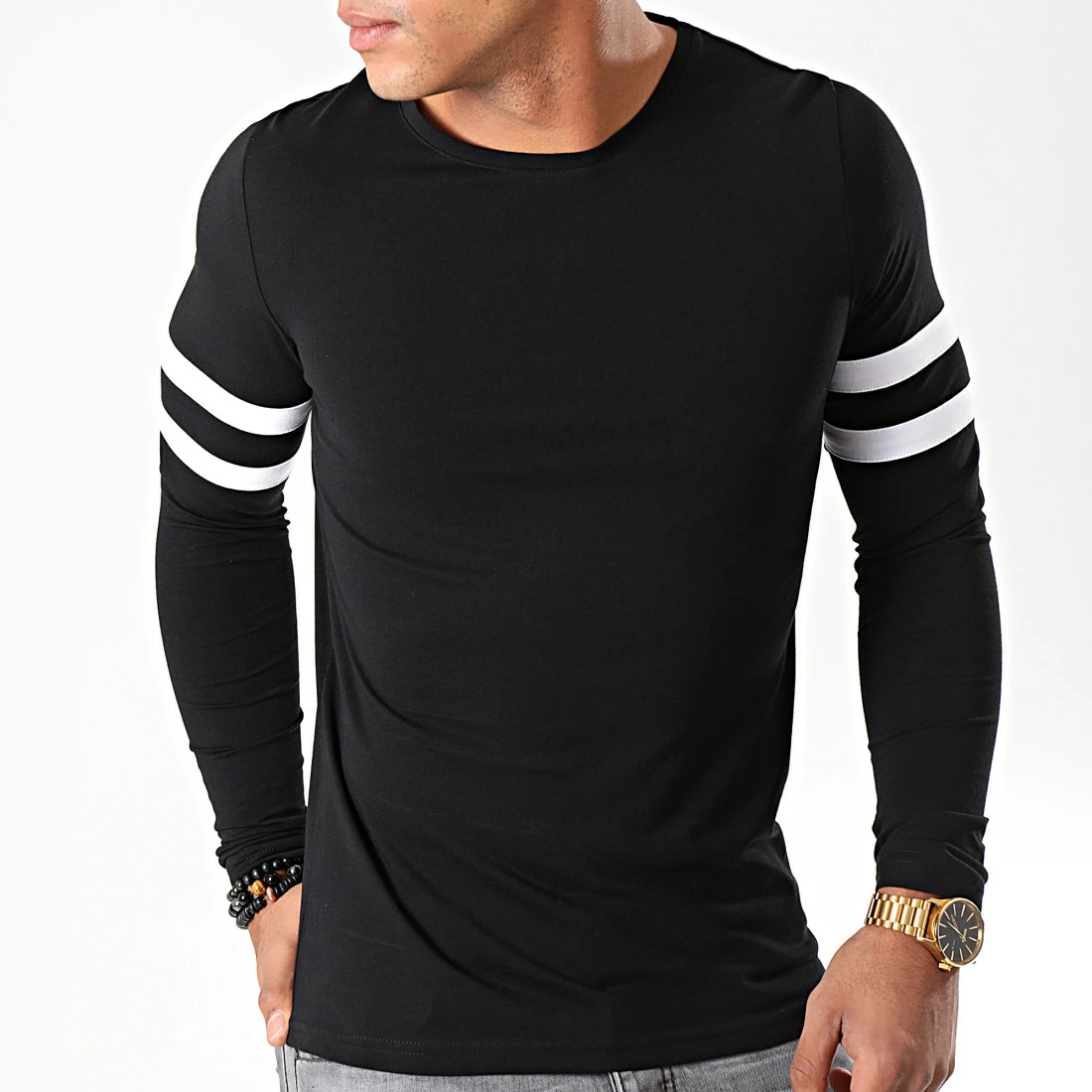 Coupon 👍 Tee 👚 Shirt Manches Longues Avec Bandes Blanches 887 Noir de LBO 🎁 6 Coupon 👍 Tee 👚 Shirt Manches Longues Avec Bandes Blanches 887 Noir de LBO 🎁 – Image 4