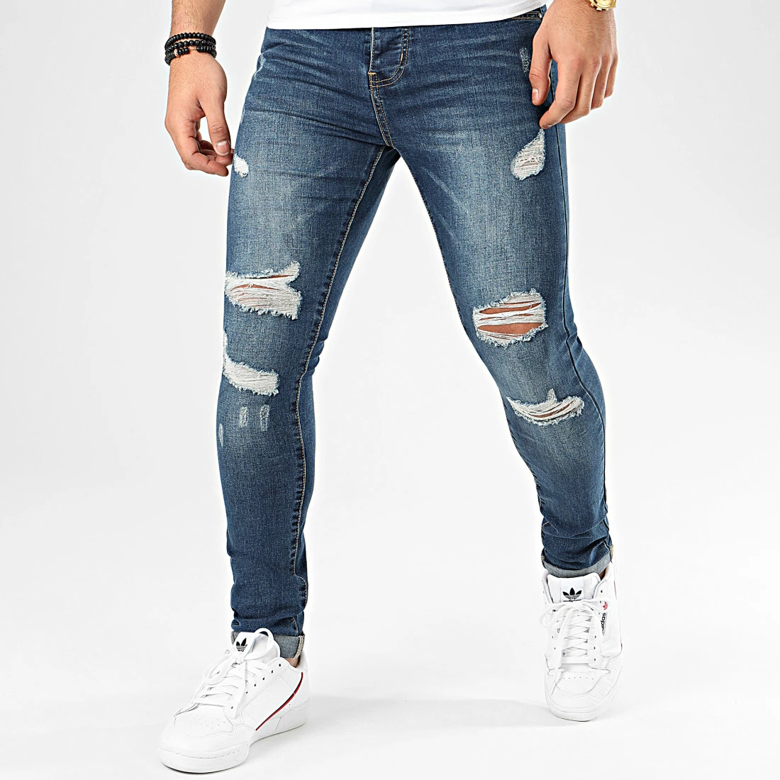 Nouveau 🛒 Jean Skinny Avec Déchirures 72176-2 Bleu Denim de LBO 🧨 3 Nouveau 🛒 Jean Skinny Avec Déchirures 72176-2 Bleu Denim de LBO 🧨