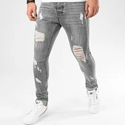 Offres 😉 Jean Skinny Avec Déchirures ZG319G-02 Gris de LBO 😍