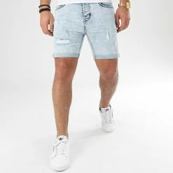 Meilleure affaire 🧨 Short Jean Avec Dechirures BB006 Bleu Clair de LBO ❤️ -France LBO Soldes Boutique lbo 204801 FAB LBO BB006 LIGHT LIGHTDESTR 20191217T152320 03