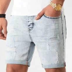 Meilleure affaire 🧨 Short Jean Avec Dechirures BB006 Bleu Clair de LBO ❤️