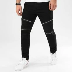 Meilleure vente 😀 Jean Skinny Avec Zips L818 Noir de LBO 🔔