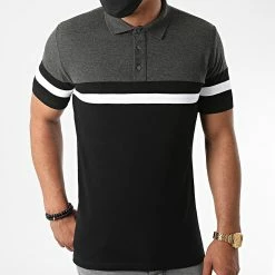 Meilleur prix 🧨 Polo Manches Courtes Piqué Tricolore 1047 Noir Anthracite Blanc de LBO 🔥