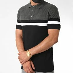 Meilleur prix 🧨 Polo Manches Courtes Piqué Tricolore 1047 Noir Anthracite Blanc de LBO 🔥 -France LBO Soldes Boutique lbo 219536 FAB SHALBO 1047 20200619T153909 03