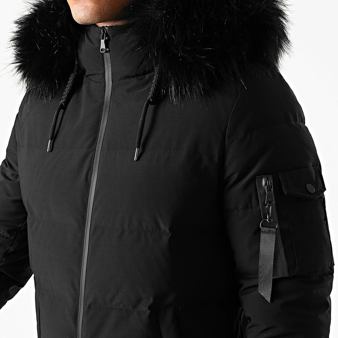 Promo 🎉 Doudoune Capuche Poche Bomber Avec Fourrure Noir de LBO 👏 4 Promo 🎉 Doudoune Capuche Poche Bomber Avec Fourrure Noir de LBO 👏 – Image 3