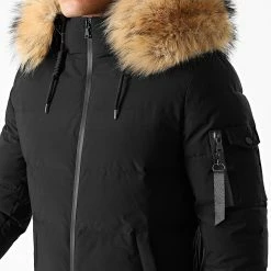 Grosses soldes 🎁 Doudoune Capuche Poche Bomber Avec Fourrure Noir Beige de LBO 🥰 -France LBO Soldes Boutique lbo 221053 FAB LBO 1005 BL 25 NOIR BEIGE 20200929T153646 02