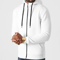 De gros 🧨 Sweat Zippé Capuche 1136 Blanc de LBO 😀