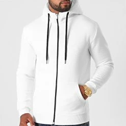 De gros 🧨 Sweat Zippé Capuche 1136 Blanc de LBO 😀 -France LBO Soldes Boutique lbo 224845 FAB SHALBO 1136 20200812T155324 03
