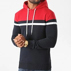 Sortie 👍 Sweat Capuche Tricolore 1272 Rouge Blanc Bleu Marine de LBO 🛒 -France LBO Soldes Boutique lbo 225842 FAB SHALBO 1272 20200818T154153 03