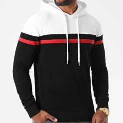 Meilleure affaire 😍 Sweat Capuche Tricolore 1274 Blanc Rouge Noir de LBO ⌛