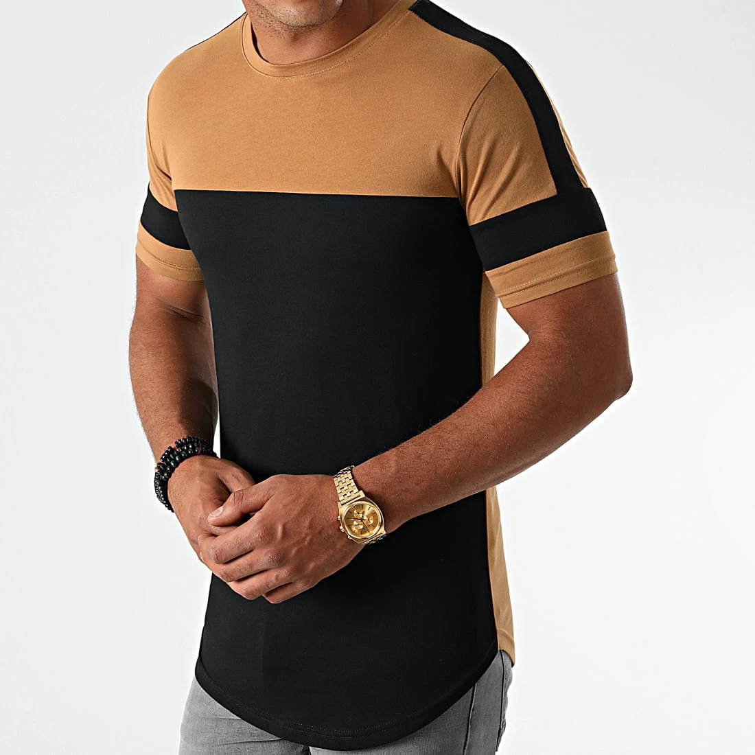 Meilleur prix 🔥 Tee 👚 Shirt Oversize A Bandes 1213 Camel Noir de LBO 🧨 3 Meilleur prix 🔥 Tee 👚 Shirt Oversize A Bandes 1213 Camel Noir de LBO 🧨