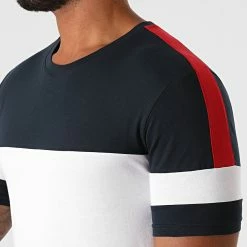 Remise 👏 Tee 👕 Shirt Oversize A Bandes 1214 Bleu Marine Rouge Blanc de LBO 🌟 -France LBO Soldes Boutique lbo 226257 FAB SHALBO 1214 20200901T152210 02