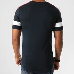 Remise 👏 Tee 👕 Shirt Oversize A Bandes 1214 Bleu Marine Rouge Blanc de LBO 🌟 -France LBO Soldes Boutique lbo 226257 FAB SHALBO 1214 20200901T152214 04