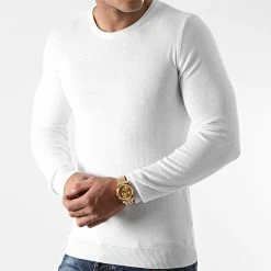 Promo ❤️ Pull Slim Fit JUM-78 Blanc de LBO 🎁
