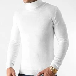 Remise 😀 Pull Col Roulé JUM-79 Blanc de LBO 🎉