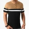 Meilleur prix ❤️ Polo Manches Courtes Piqué Tricolore 1398 Camel Blanc Noir de LBO 😀