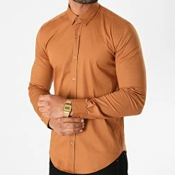 De gros 🎁 Chemise Manches Longues Slim Fit 1411 Camel de LBO 🧨 -France LBO Soldes Boutique lbo 233376 FAB SHALBO 1411 20201013T155052 03