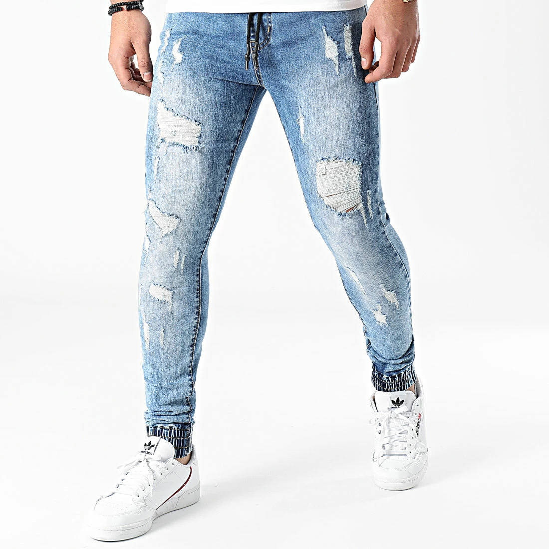 Coupon 🎉 Jogger Pant Skinny 👖 Jeans Avec Dechirures LB054J Denim Bleu Medium de LBO ⌛ 3 Coupon 🎉 Jogger Pant Skinny 👖 Jeans Avec Dechirures LB054J Denim Bleu Medium de LBO ⌛
